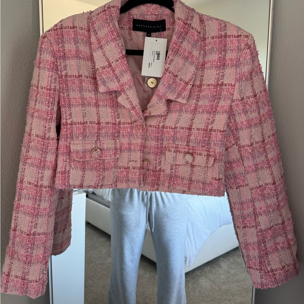 NWT pink tweed blazer